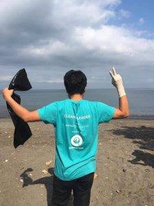 volunteer on a beach in Indonesia
