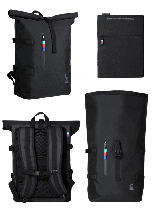 4 different angles showing the got bag backpack